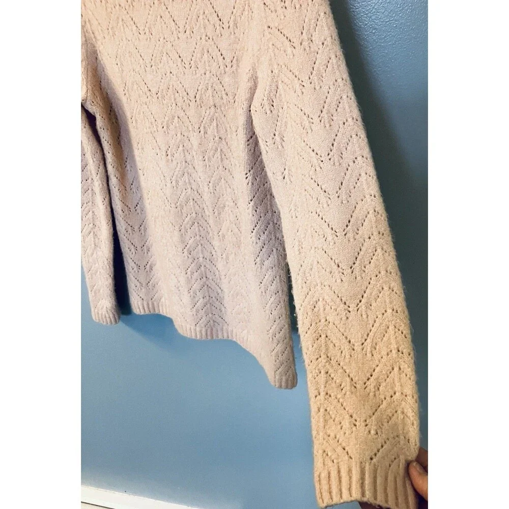 Talbots Petite Soft Open Knit Pink Pullover Long Sleeve Sweater Size MP